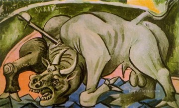 moribundo Pintura Art%c3%adstica - Toro moribundo 1934 cubista Pablo Picasso